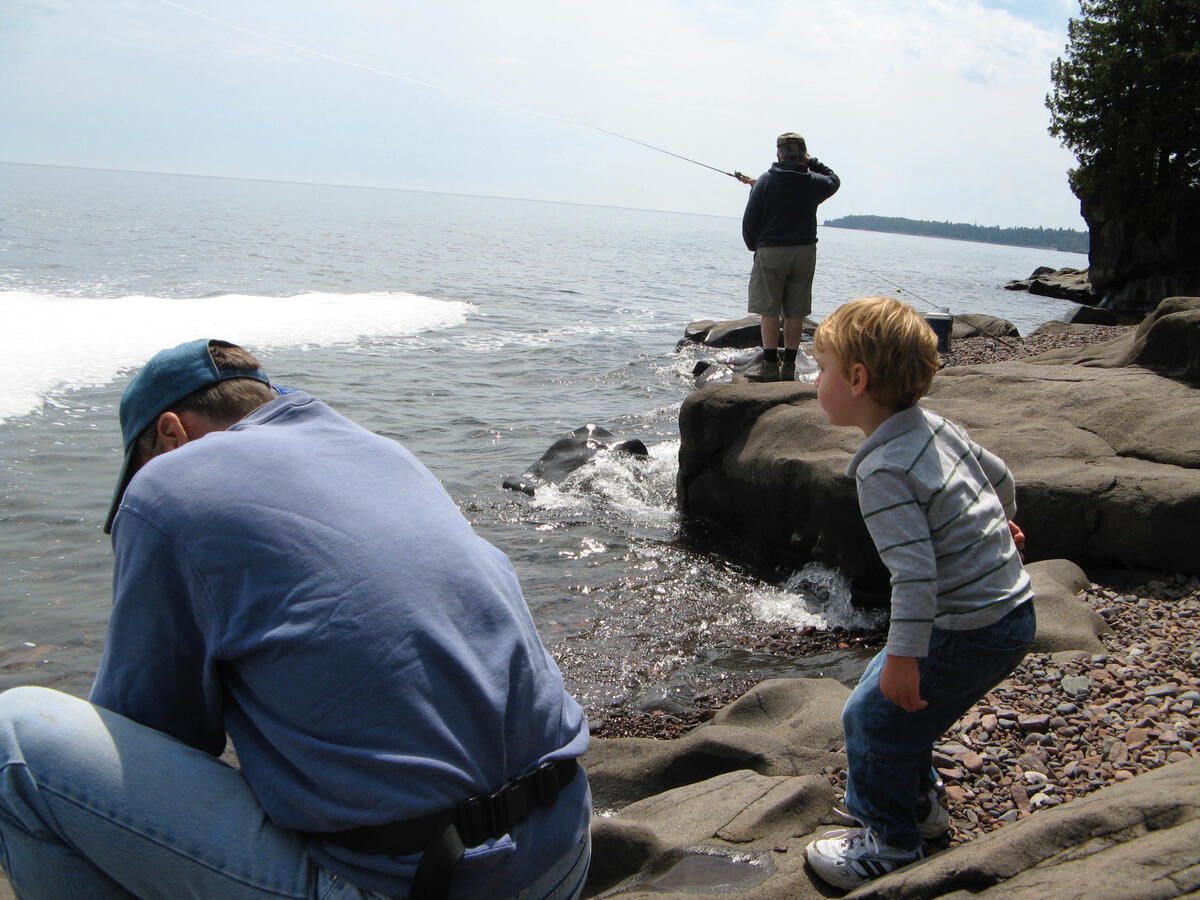 Fishing and skipping rocks