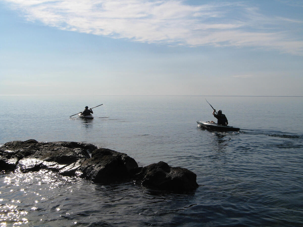 Paddling on the lake